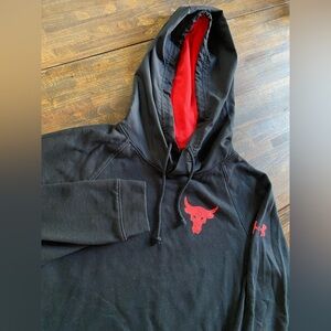 Under Armour Project Rock Hoodie Black Red Snake Dagger Sweatshirt Mens Medium